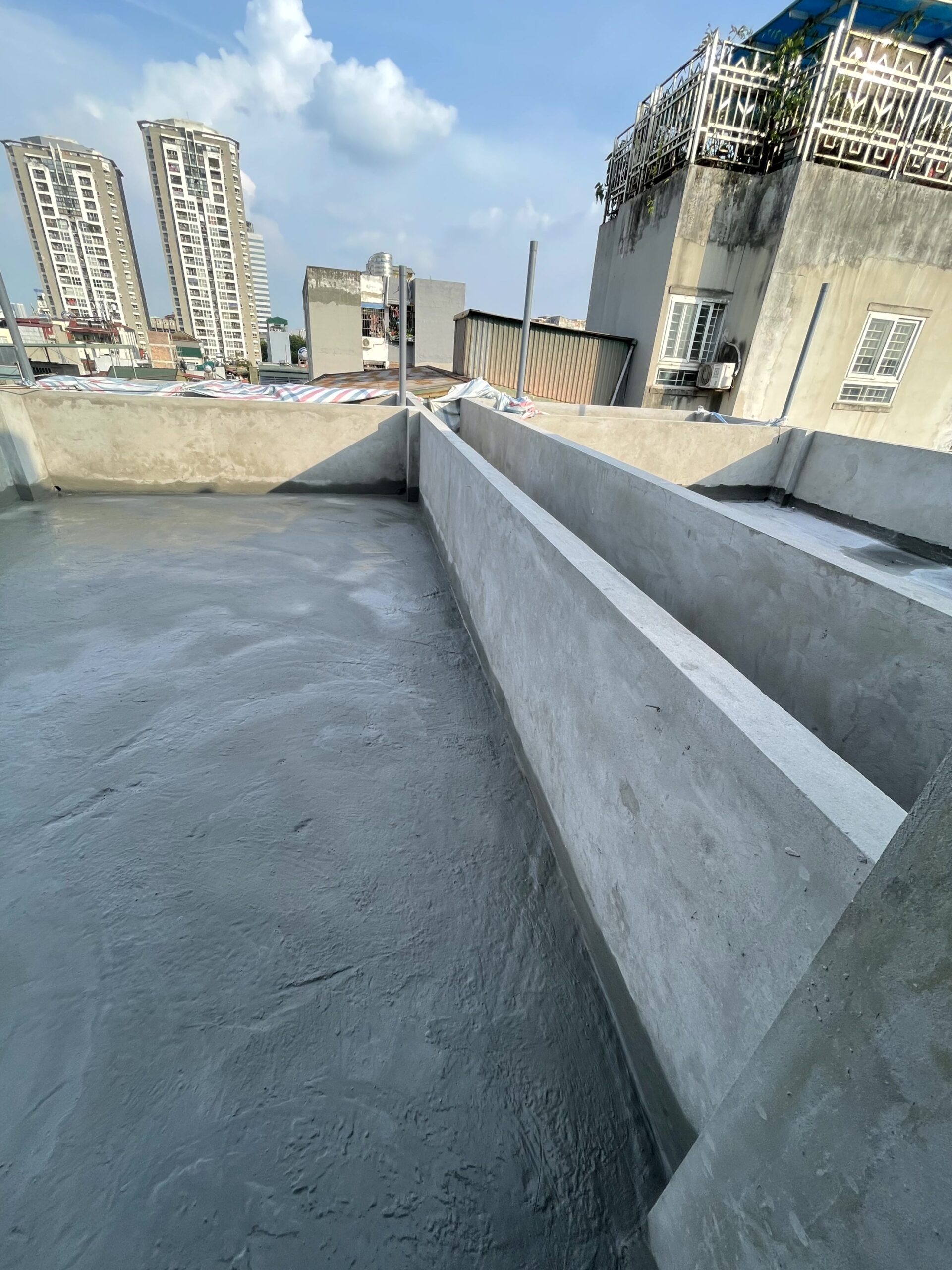 Mặt bằng sân thượng sau khi chuẩn bị bề mặt