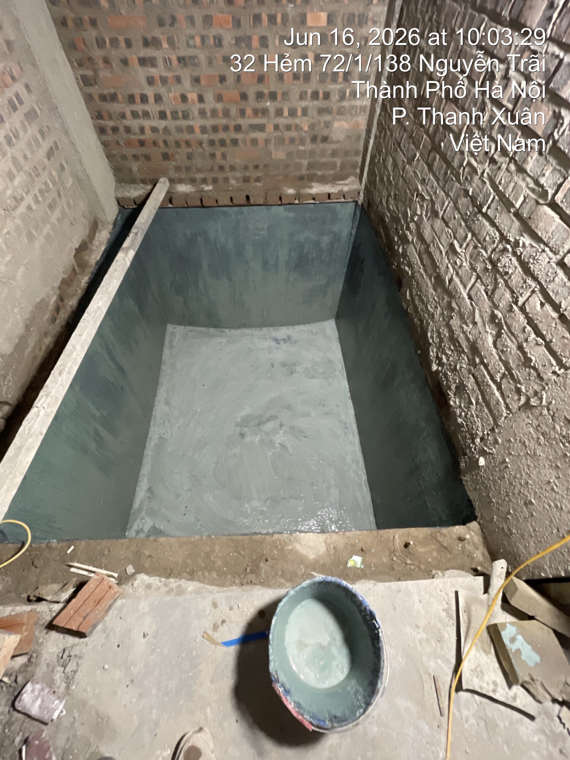 Thi công chống thấm hố pit thang máy nhà dân tại Nguyễn Trãi